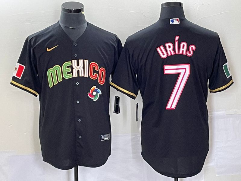 Men 2023 World Cub Mexico 7 Urias Black pink Nike MLB Jersey29